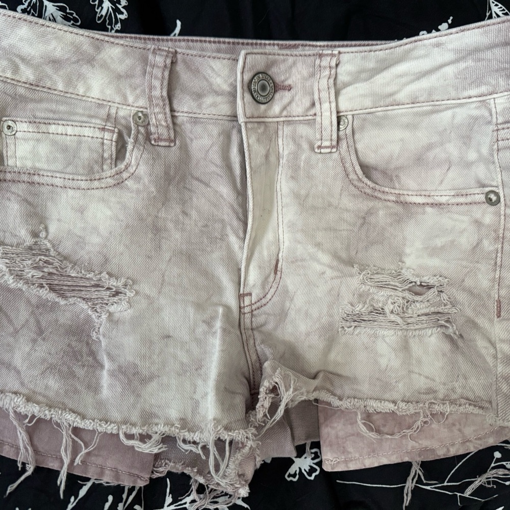 Distressed Pink Denim Shorts